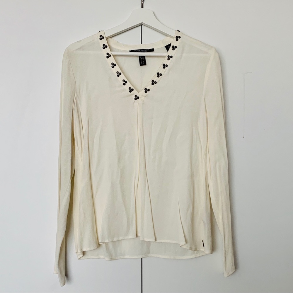 Scotch & Soda Cream V-neck Blouse